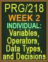 PRG/218 Variables, Operators, Data Types, and Decisions